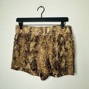 ENZA COSTA Snakeskin Tan Brown Printed Boho Loose Fit Shorts Size Small